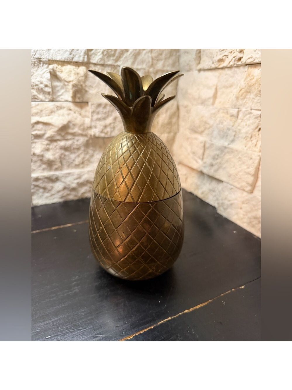 Vintage Brass Pineapple Trinket Dish Egg Cup Jewelry Box Lidded Decor MCM - Picture 1 of 7